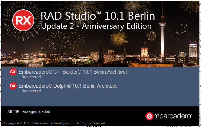 RAD Studio Berlin 10.1 Update 2 Anniversary Edition Available